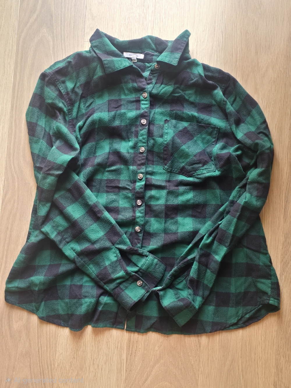 Maurices Green and Black Plaid Button-Down Shirt